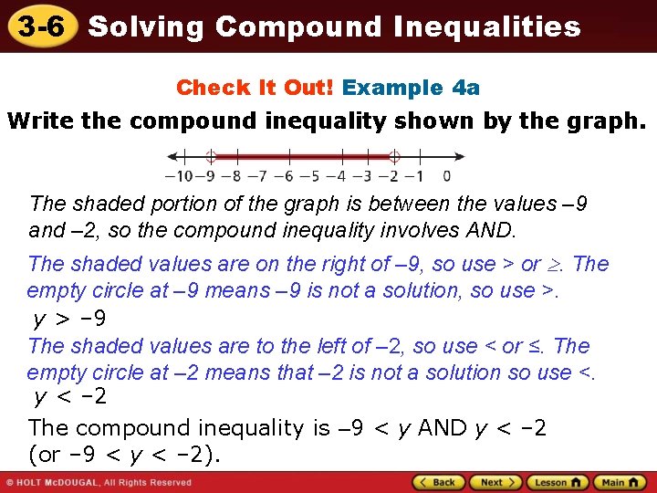 3 -6 Solving Compound Inequalities Check It Out! Example 4 a Write the compound