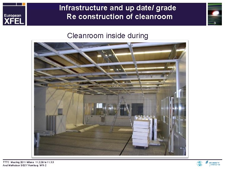 Infrastructure and up date/ grade Re construction of cleanroom Delete this text and put