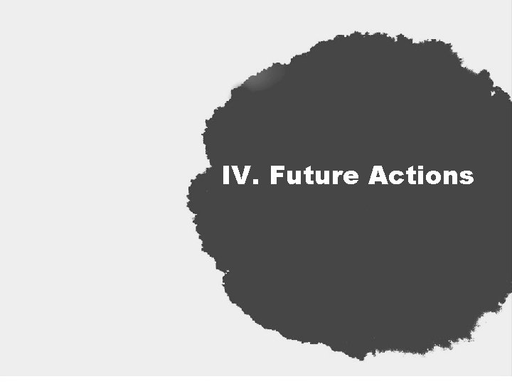 IV. Future Actions 