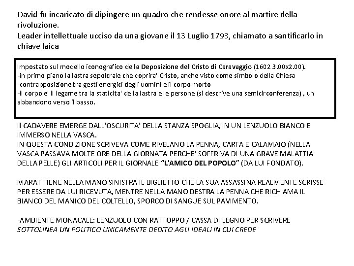 David fu incaricato di dipingere un quadro che rendesse onore al martire della rivoluzione.