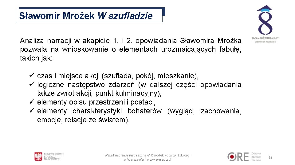 Sławomir Mrożek W szufladzie Analiza narracji w akapicie 1. i 2. opowiadania Sławomira Mrożka