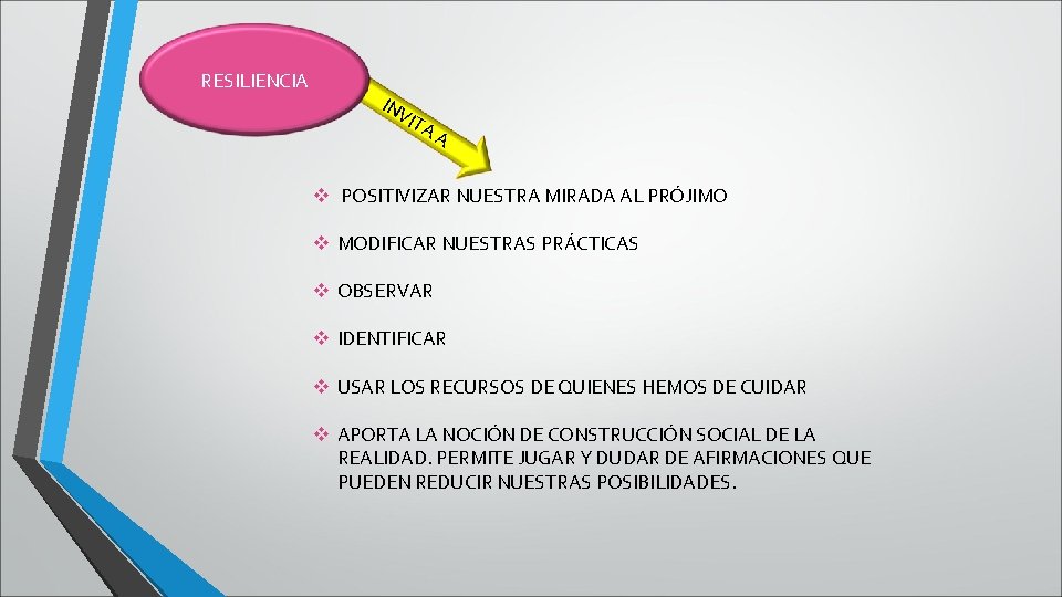 RESILIENCIA INV ITA A v POSITIVIZAR NUESTRA MIRADA AL PRÓJIMO v MODIFICAR NUESTRAS PRÁCTICAS RESILIENCIA INV ITA A v POSITIVIZAR NUESTRA MIRADA AL PRÓJIMO v MODIFICAR NUESTRAS PRÁCTICAS