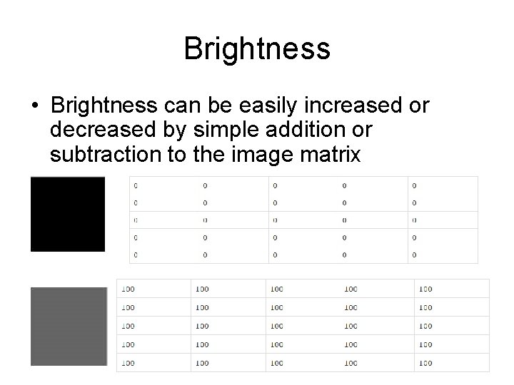 Brightness • Brightness can be easily increased or decreased by simple addition or subtraction