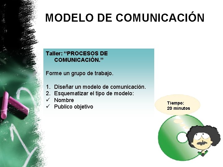 MODELO DE COMUNICACIÓN Taller: “PROCESOS DE COMUNICACIÓN. ” Forme un grupo de trabajo. 1.
