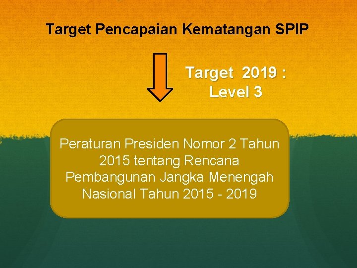 Target Pencapaian Kematangan SPIP Target 2019 : Level 3 Peraturan Presiden Nomor 2 Tahun