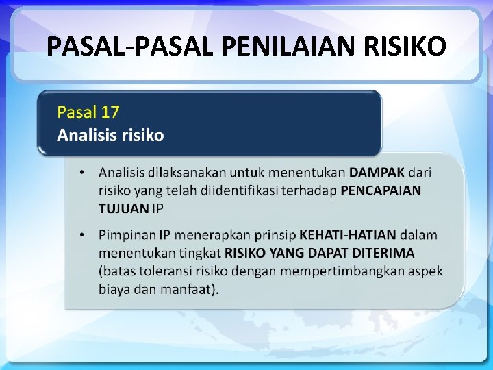 PASAL-PASAL PENILAIAN RISIKO 