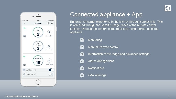 Connected appliance + App Enhance consumer experience in the kitchen through connectivity. This is