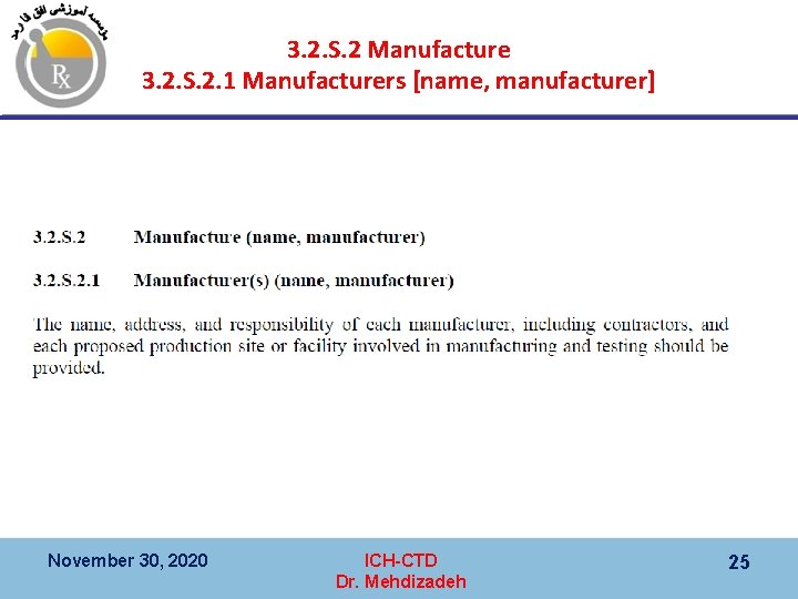 3. 2. S. 2 Manufacture 3. 2. S. 2. 1 Manufacturers [name, manufacturer] November