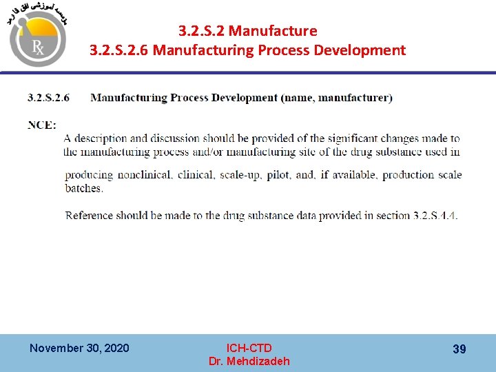 3. 2. S. 2 Manufacture 3. 2. S. 2. 6 Manufacturing Process Development November