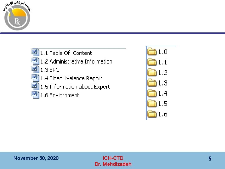 November 30, 2020 ICH-CTD Dr. Mehdizadeh 5 