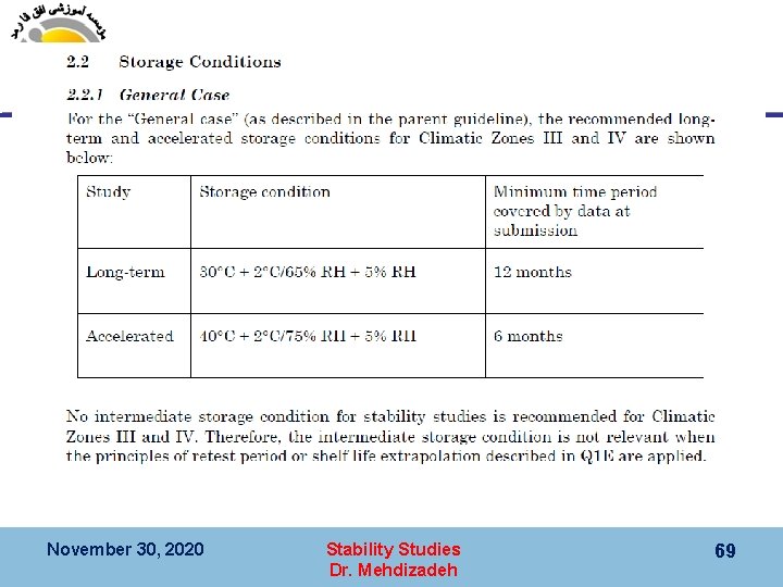 November 30, 2020 Stability Studies Dr. Mehdizadeh 69 