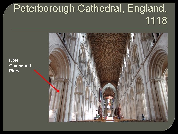 Peterborough Cathedral, England, 1118 Note Compound Piers 