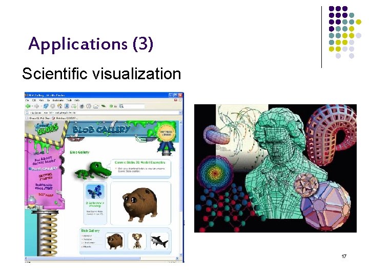 Applications (3) Scientific visualization 17 
