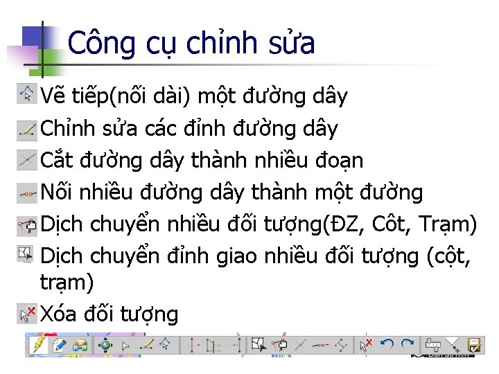 Công cụ chỉnh sửa n n n n Vẽ tiếp(nối dài) một đường dây