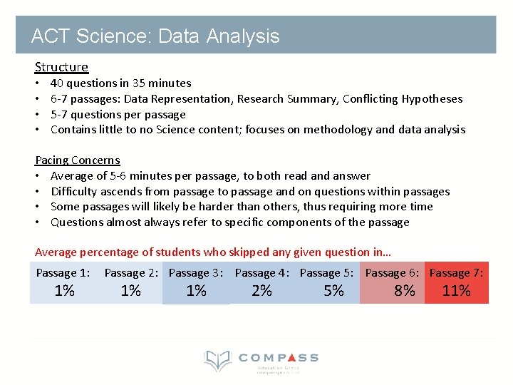 ACT Science: Data Analysis Structure • • 40 questions in 35 minutes 6 -7 ACT Science: Data Analysis Structure • • 40 questions in 35 minutes 6 -7