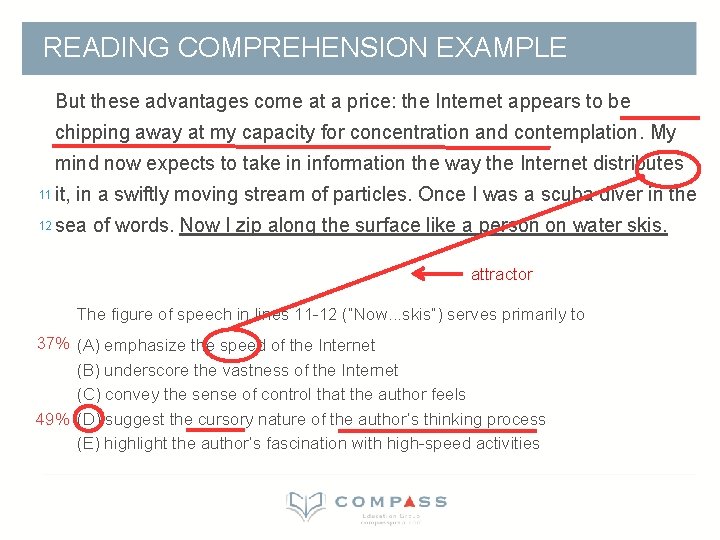 READING COMPREHENSION EXAMPLE But these advantages come at a price: the Internet appears to