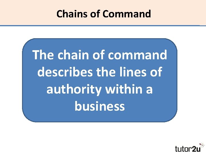 Chains of Command The chain of command describes the lines of authority within a