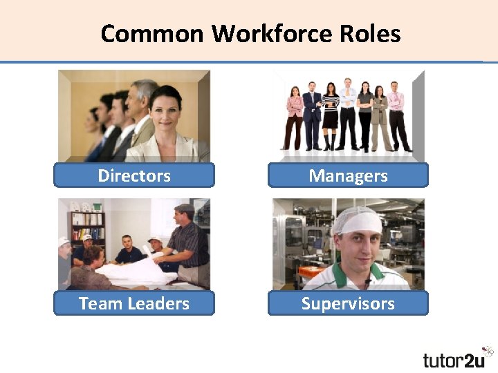 Common Workforce Roles Directors Managers Team Leaders Supervisors 