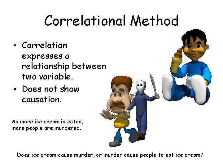 Correlational Method • Correlation expresses a relationship between two variable. • Does not show Correlational Method • Correlation expresses a relationship between two variable. • Does not show