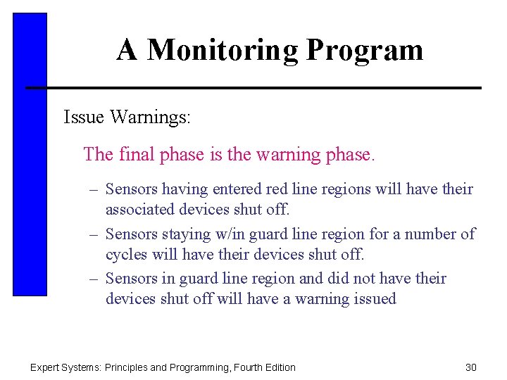 A Monitoring Program Issue Warnings: The final phase is the warning phase. – Sensors