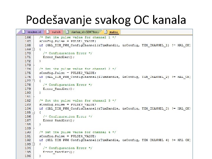 Podešavanje svakog OC kanala 