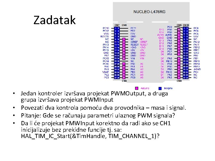 Zadatak • Jedan kontroler izvršava projekat PWMOutput, a druga grupa izvršava projekat PWMInput •