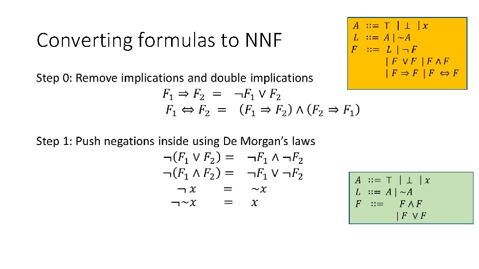 Converting formulas to NNF • 
