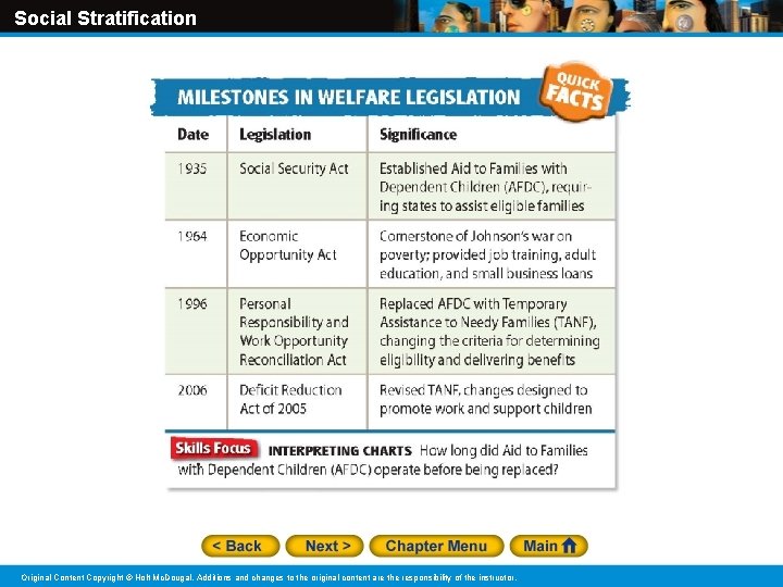 Social Stratification Original Content Copyright © Holt Mc. Dougal. Additions and changes to the