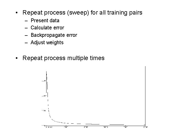  • Repeat process (sweep) for all training pairs – – Present data Calculate