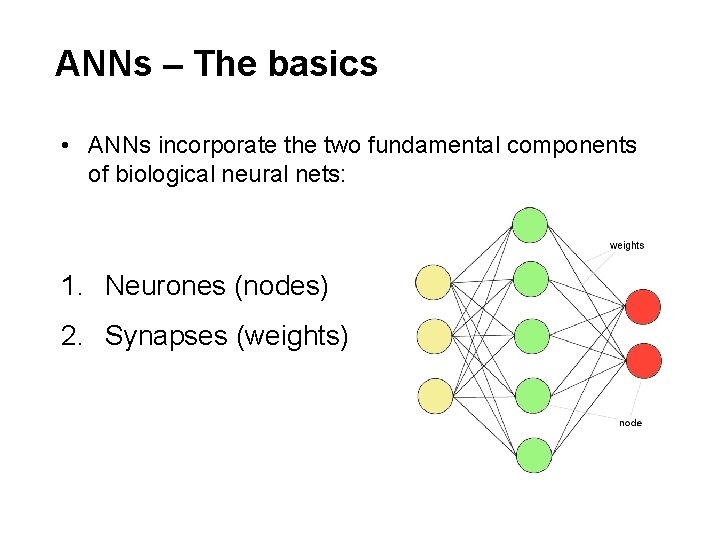 ANNs – The basics • ANNs incorporate the two fundamental components of biological neural