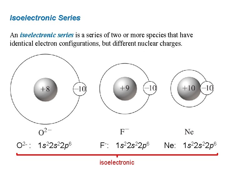 Isoelectronic Series An isoelectronic series is a series of two or more species that