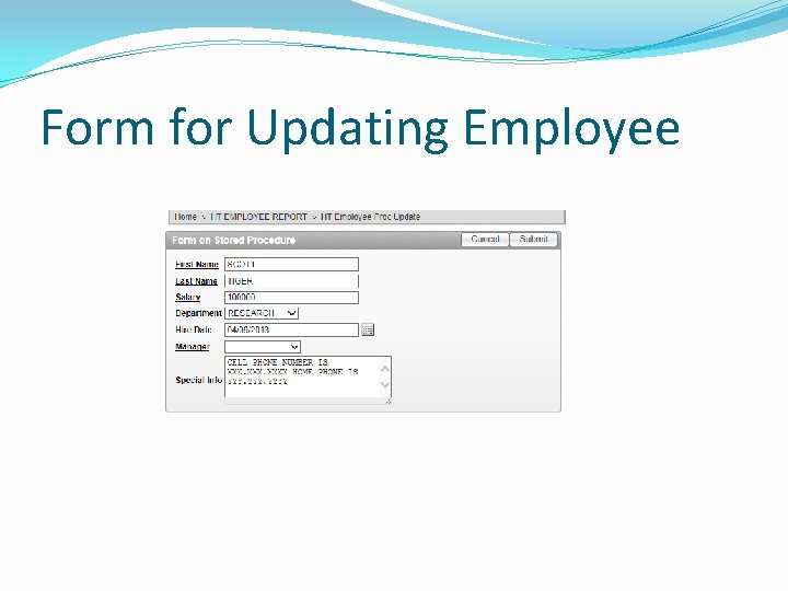 Form for Updating Employee 