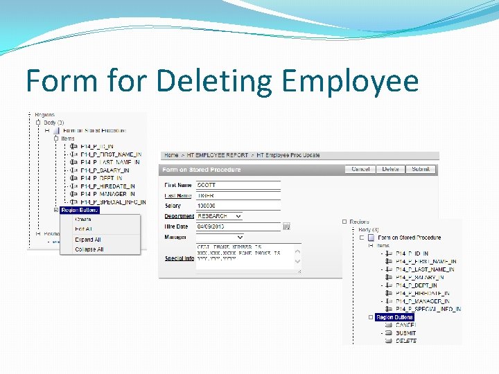 Form for Deleting Employee 