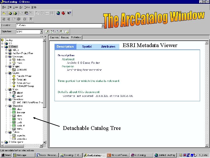 ESRI Metadata Viewer Detachable Catalog Tree 