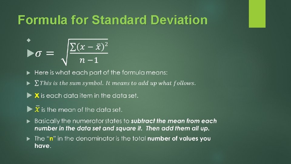 Formula for Standard Deviation 