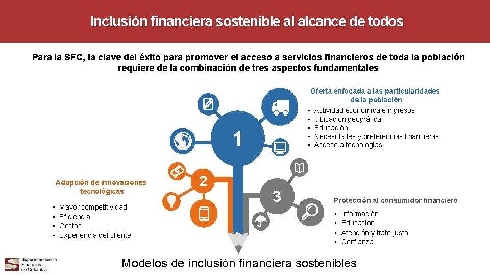 Inclusión financiera sostenible al alcance de todos Para la SFC, la clave del éxito