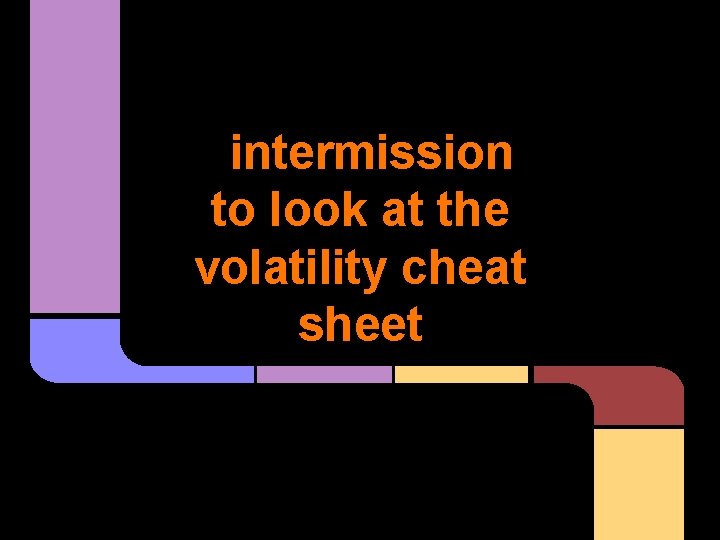 intermission to look at the volatility cheat sheet 