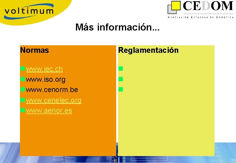 Más información. . . Normas Reglamentación n www. iec. ch n www. iso. org