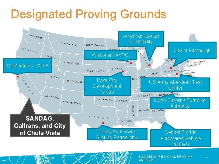 Designated Proving Grounds American Center for Mobility Wisconsin AVPG City of Pittsburgh Go. Mentum