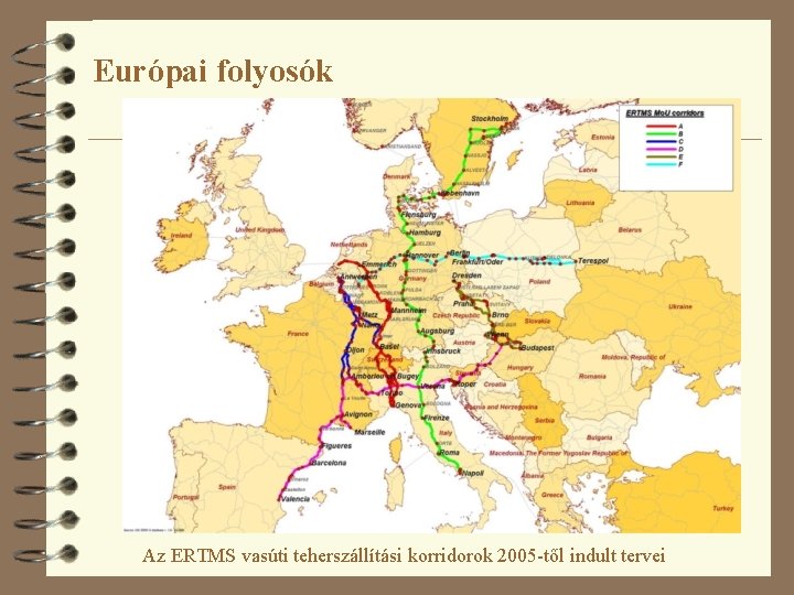 Európai folyosók Az ERTMS vasúti teherszállítási korridorok 2005 -től indult tervei 