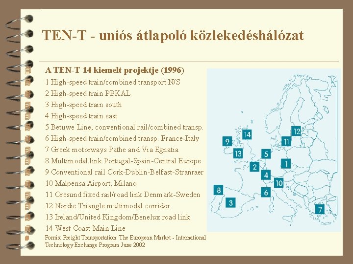 TEN-T - uniós átlapoló közlekedéshálózat 4 A TEN-T 14 kiemelt projektje (1996) 4 1