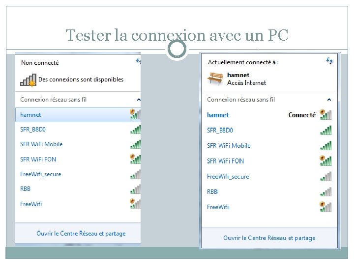 Tester la connexion avec un PC Tester la connexion avec un PC
