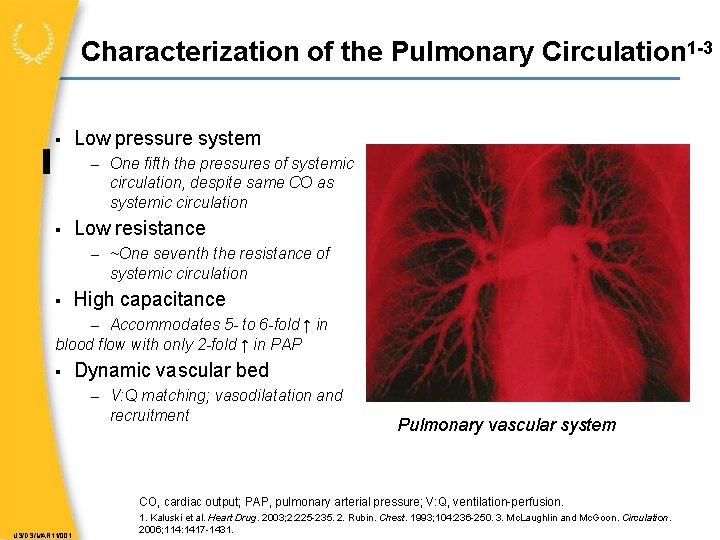 Characterization of the Pulmonary Circulation 1 -3 Low pressure system – One fifth the