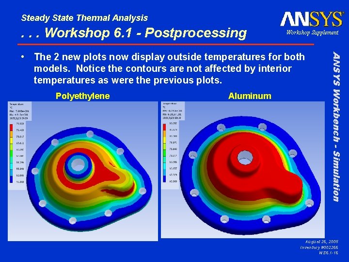 Steady State Thermal Analysis . . . Workshop 6. 1 - Postprocessing Workshop Supplement Steady State Thermal Analysis . . . Workshop 6. 1 - Postprocessing Workshop Supplement