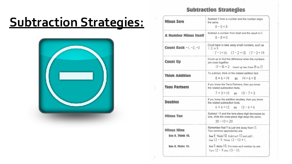 Subtraction Strategies: Subtraction Strategies: