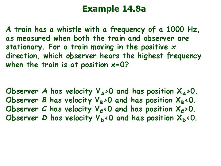 Example 14. 8 a A train has a whistle with a frequency of a Example 14. 8 a A train has a whistle with a frequency of a