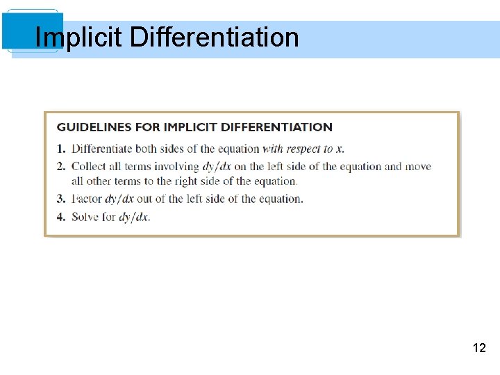 Implicit Differentiation 12 