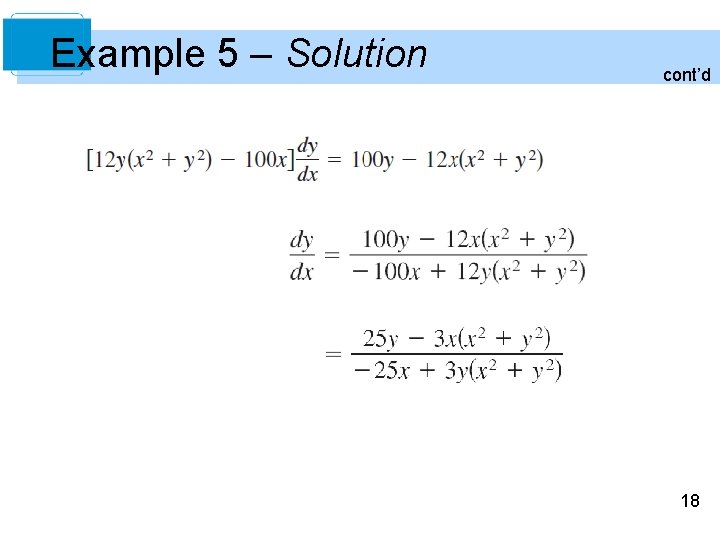 Example 5 – Solution cont’d 18 