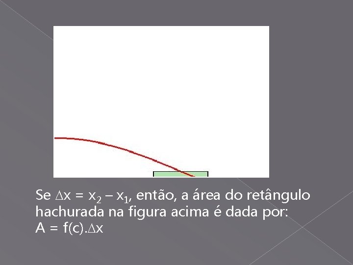 Se x = x 2 – x 1, então, a área do retângulo hachurada
