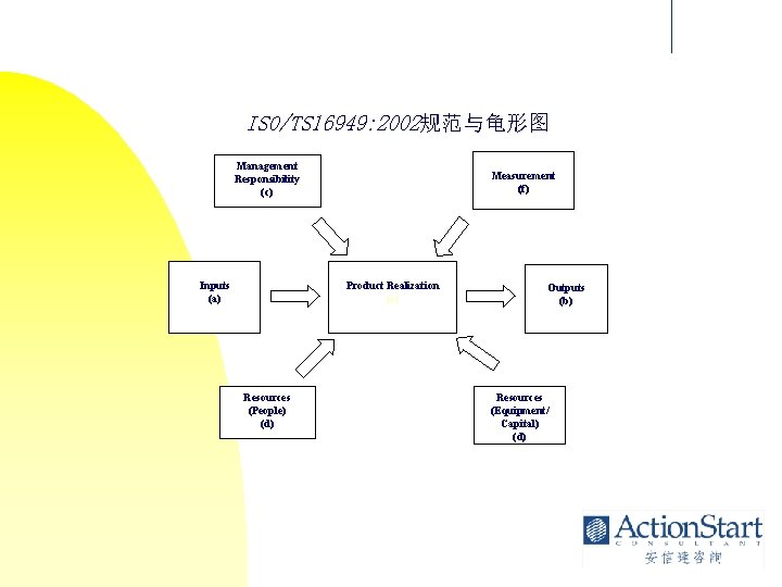 ISO/TS 16949: 2002规范与龟形图 Management Responsibility (c) Inputs (a) Measurement (f) Product Realization (e) Resources